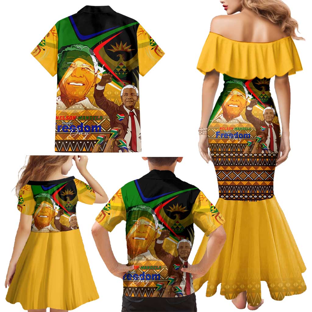 Nelson Mandela Happy Freedom Day Family Matching Mermaid Dress and Hawaiian Shirt South Africa Heritage Victory Art
