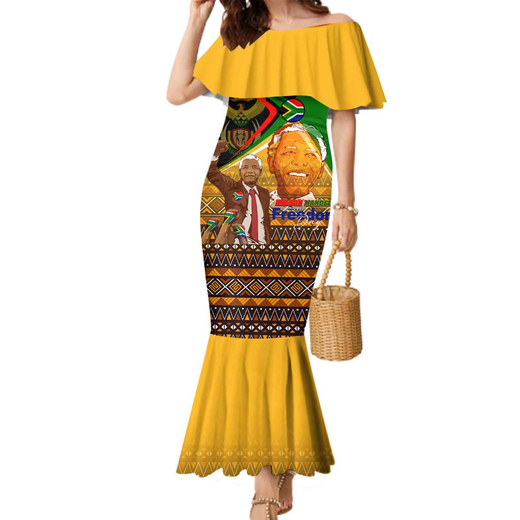 Nelson Mandela Happy Freedom Day Family Matching Mermaid Dress and Hawaiian Shirt South Africa Heritage Victory Art