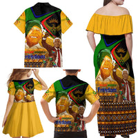 Nelson Mandela Happy Freedom Day Family Matching Off Shoulder Maxi Dress and Hawaiian Shirt South Africa Heritage Victory Art