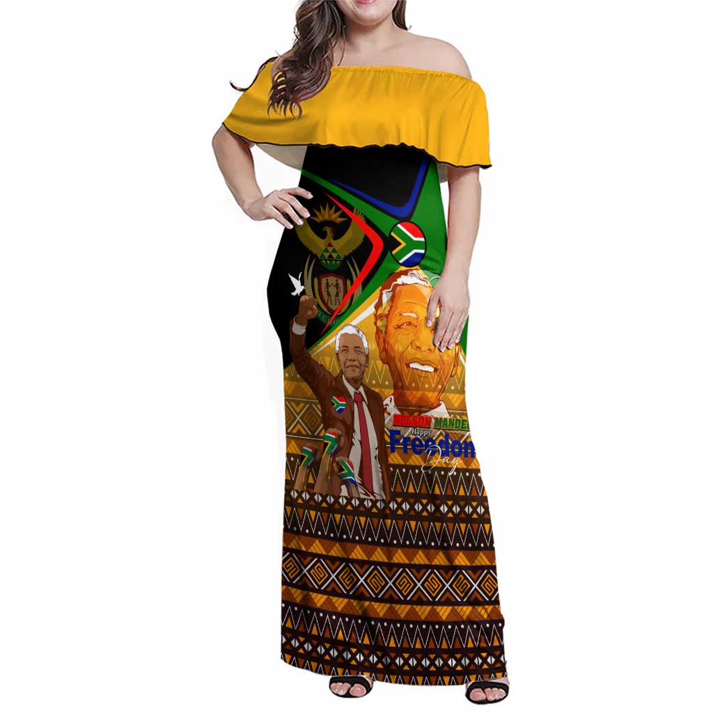 Nelson Mandela Happy Freedom Day Family Matching Off Shoulder Maxi Dress and Hawaiian Shirt South Africa Heritage Victory Art