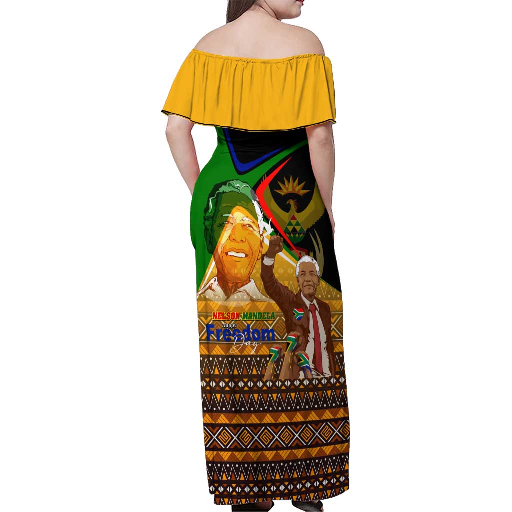 Nelson Mandela Happy Freedom Day Family Matching Off Shoulder Maxi Dress and Hawaiian Shirt South Africa Heritage Victory Art