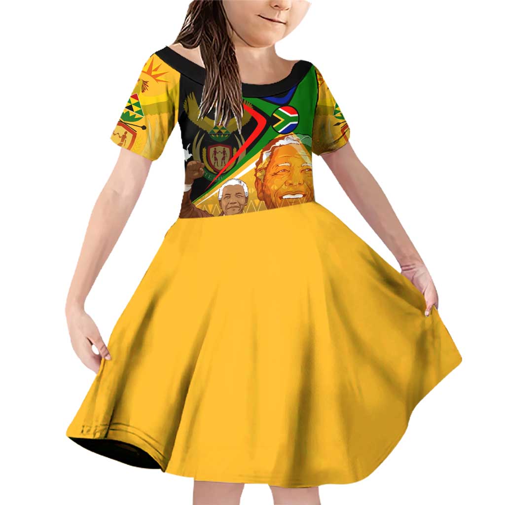 Nelson Mandela Happy Freedom Day Family Matching Off Shoulder Short Dress and Hawaiian Shirt South Africa Heritage Victory Art