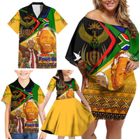 Nelson Mandela Happy Freedom Day Family Matching Off Shoulder Short Dress and Hawaiian Shirt South Africa Heritage Victory Art