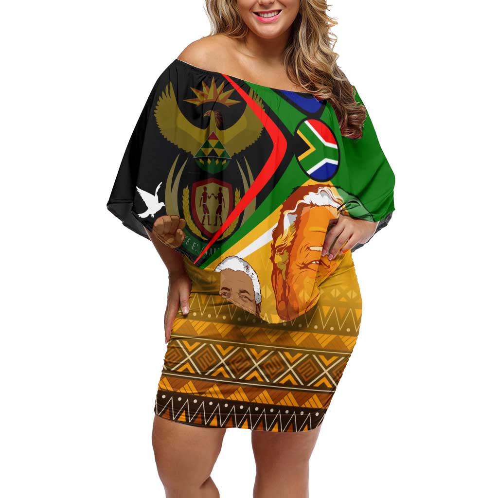 Nelson Mandela Happy Freedom Day Family Matching Off Shoulder Short Dress and Hawaiian Shirt South Africa Heritage Victory Art