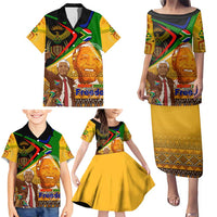 Nelson Mandela Happy Freedom Day Family Matching Puletasi and Hawaiian Shirt South Africa Heritage Victory Art