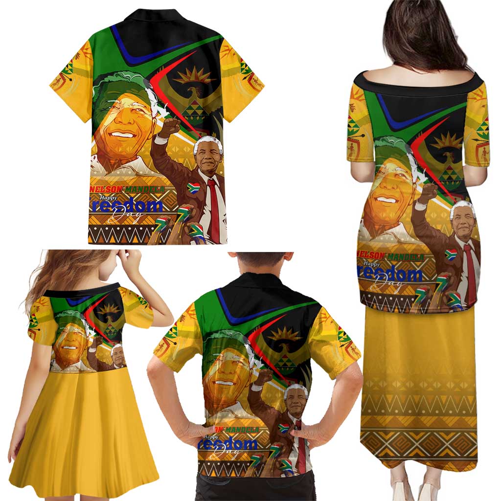 Nelson Mandela Happy Freedom Day Family Matching Puletasi and Hawaiian Shirt South Africa Heritage Victory Art