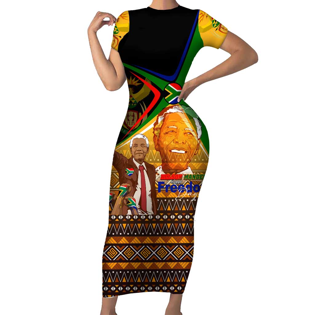 Nelson Mandela Happy Freedom Day Family Matching Short Sleeve Bodycon Dress and Hawaiian Shirt South Africa Heritage Victory Art