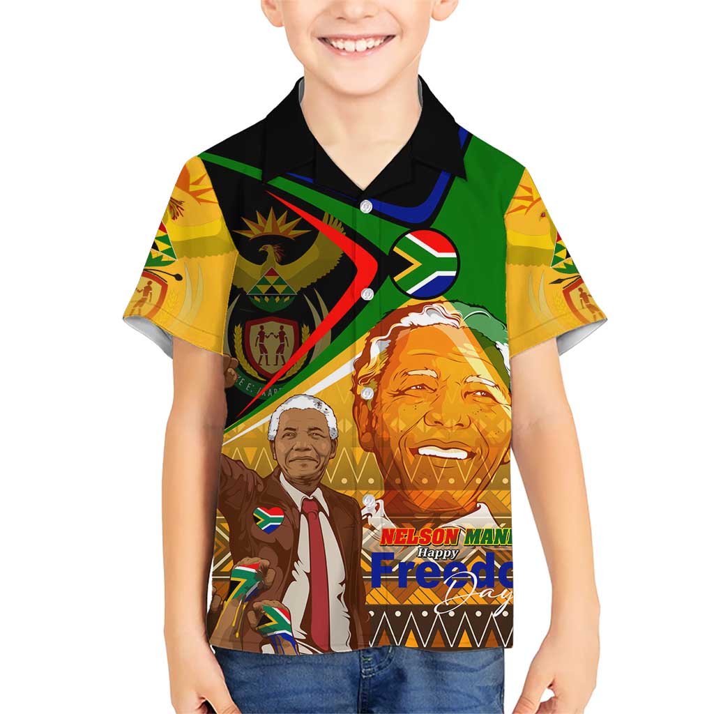 Nelson Mandela Happy Freedom Day Kid Hawaiian Shirt South Africa Heritage Victory Art