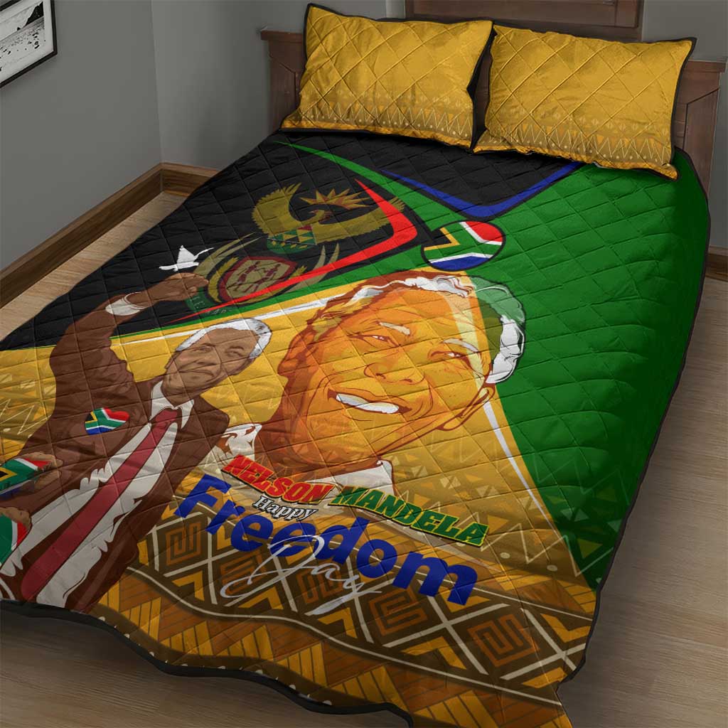 Nelson Mandela Happy Freedom Day Quilt Bed Set South Africa Heritage Victory Art