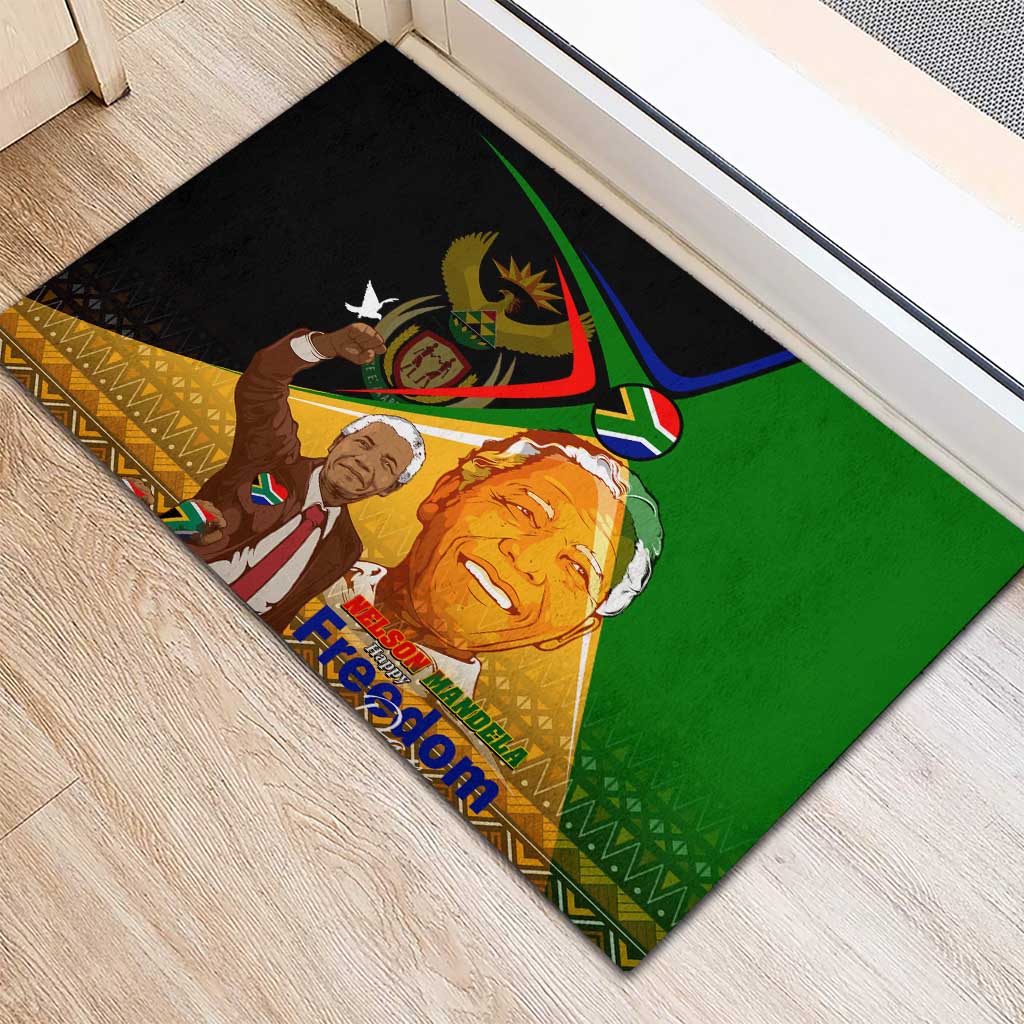 Nelson Mandela Happy Freedom Day Rubber Doormat South Africa Heritage Victory Art