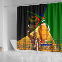 Nelson Mandela Happy Freedom Day Shower Curtain South Africa Heritage Victory Art