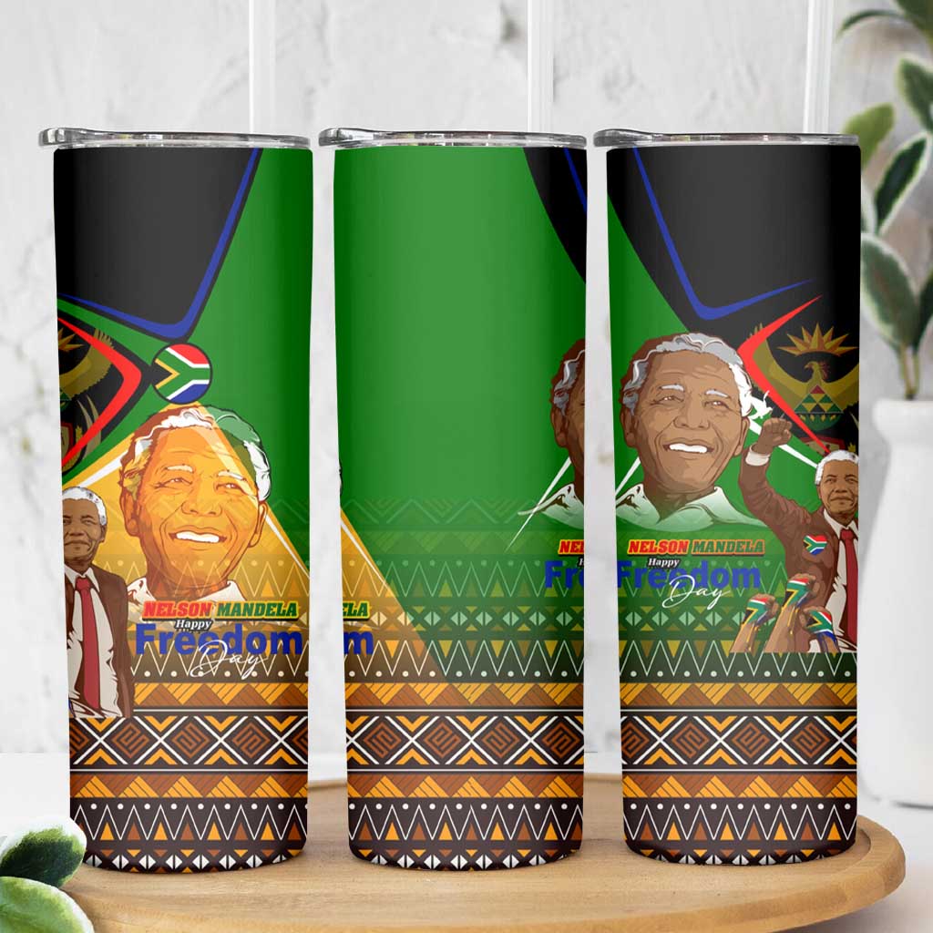 Nelson Mandela Happy Freedom Day Skinny Tumbler South Africa Heritage Victory Art