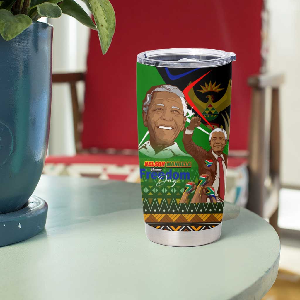 Nelson Mandela Happy Freedom Day Tumbler Cup South Africa Heritage Victory Art