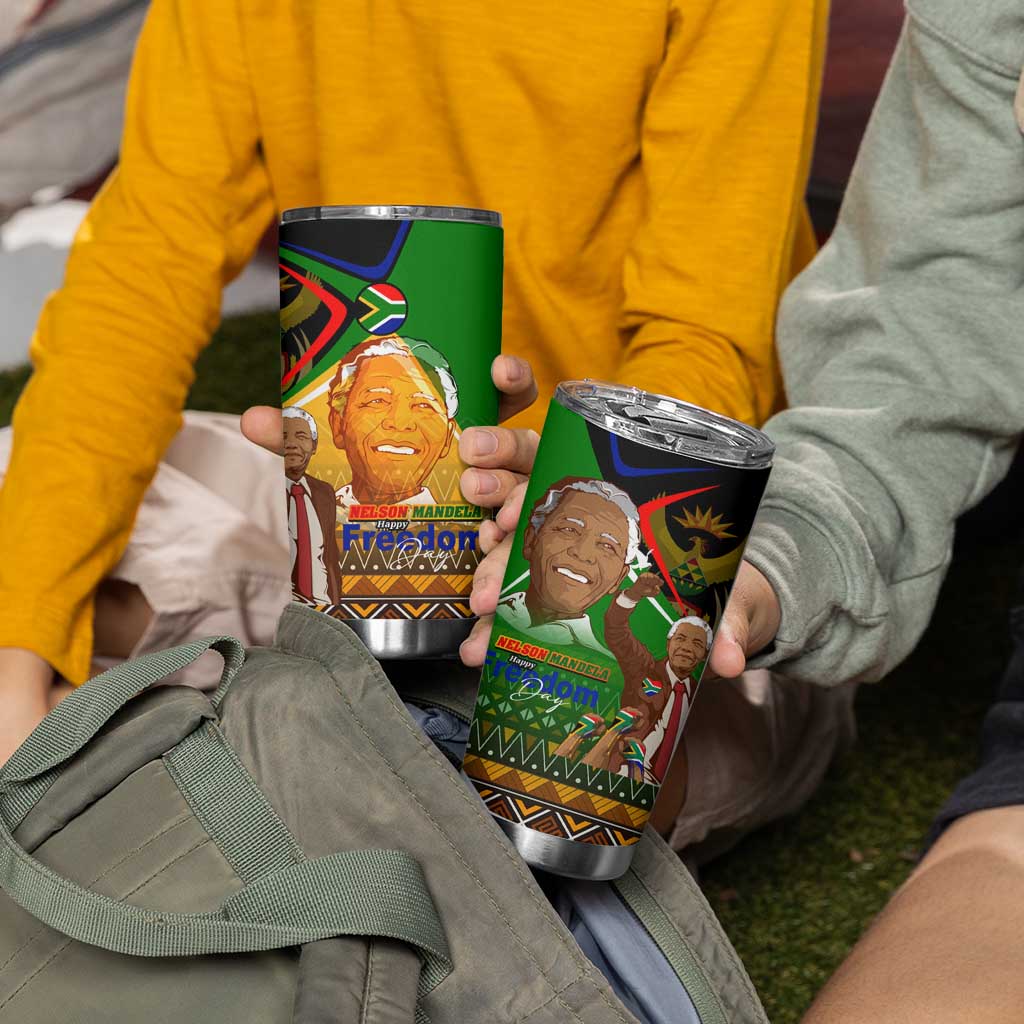 Nelson Mandela Happy Freedom Day Tumbler Cup South Africa Heritage Victory Art