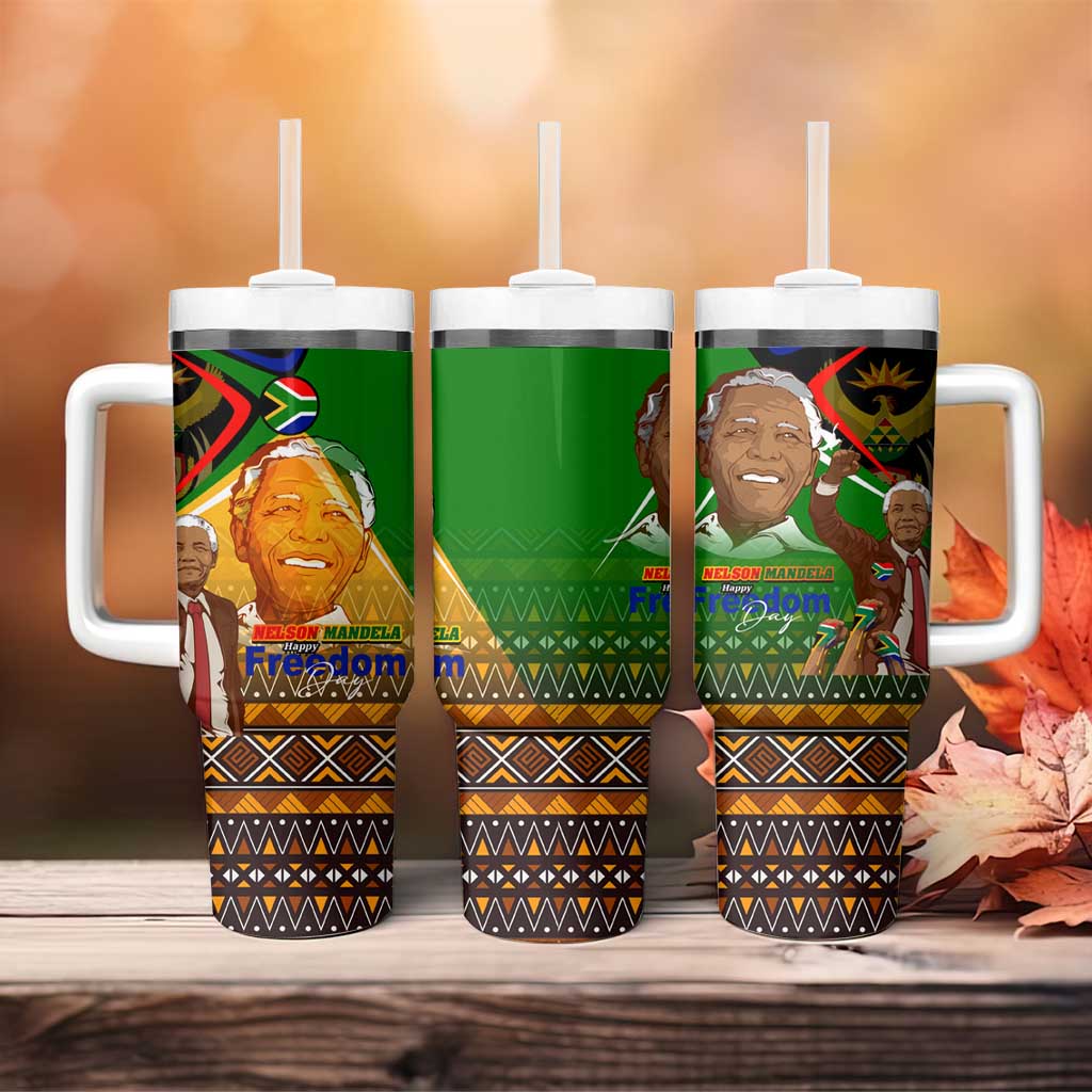 Nelson Mandela Happy Freedom Day Tumbler With Handle South Africa Heritage Victory Art