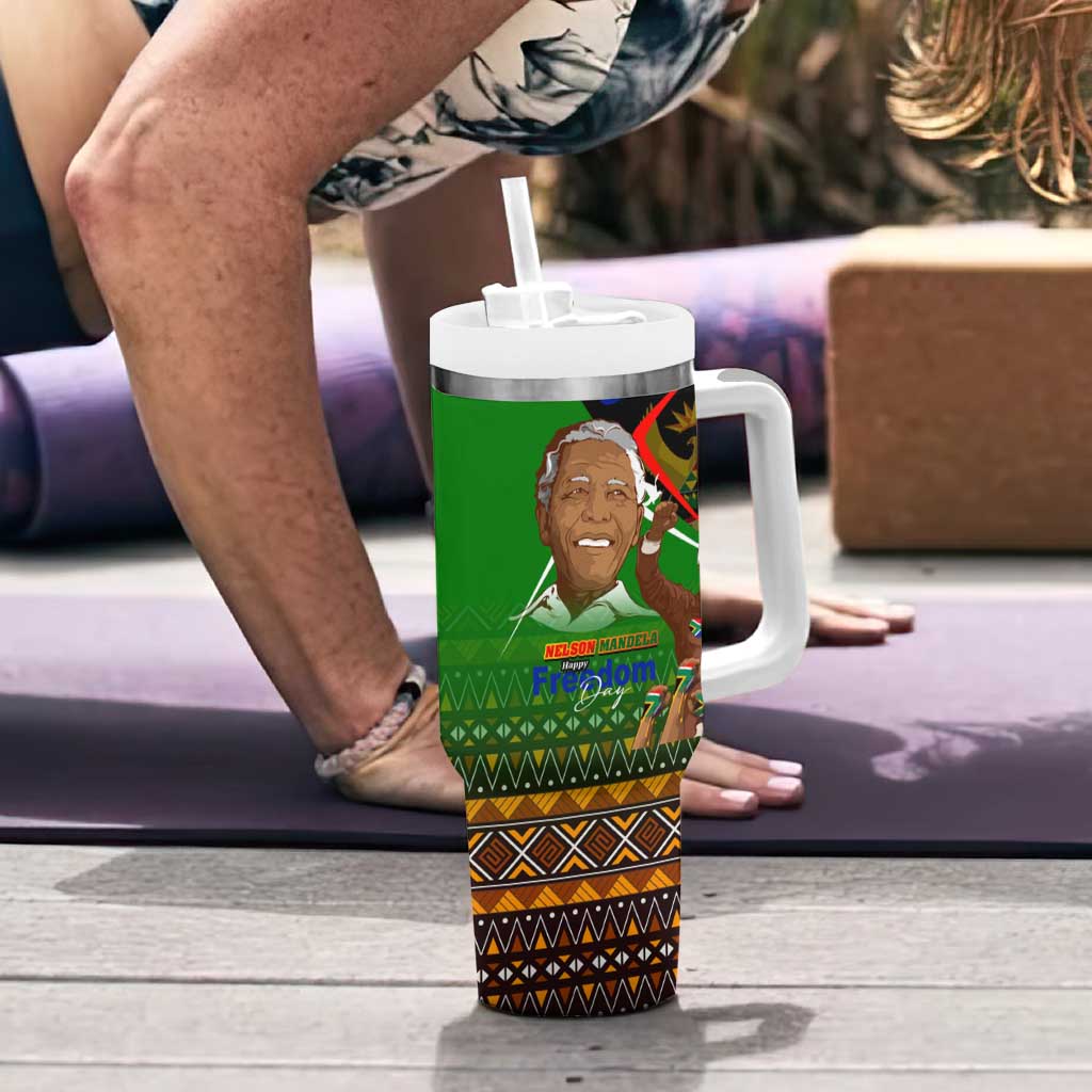 Nelson Mandela Happy Freedom Day Tumbler With Handle South Africa Heritage Victory Art