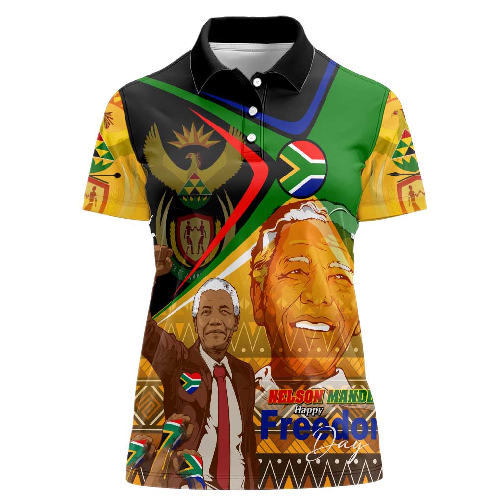 Nelson Mandela Happy Freedom Day Women Polo Shirt South Africa Heritage Victory Art