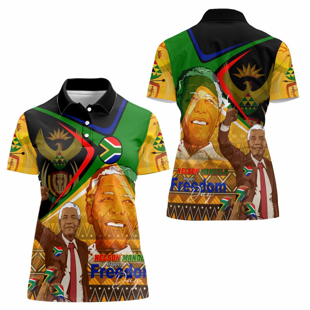 Nelson Mandela Happy Freedom Day Women Polo Shirt South Africa Heritage Victory Art
