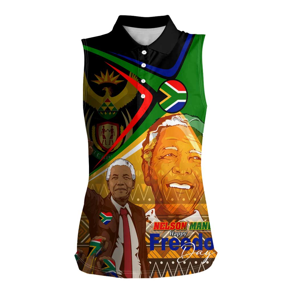 Nelson Mandela Happy Freedom Day Women Sleeveless Polo Shirt South Africa Heritage Victory Art