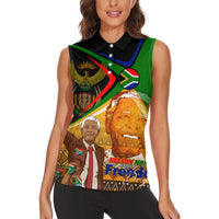 Nelson Mandela Happy Freedom Day Women Sleeveless Polo Shirt South Africa Heritage Victory Art