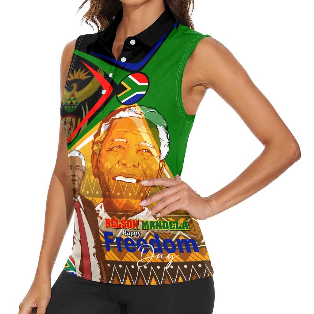 Nelson Mandela Happy Freedom Day Women Sleeveless Polo Shirt South Africa Heritage Victory Art