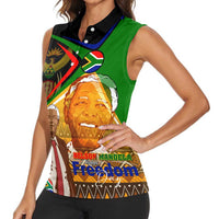 Nelson Mandela Happy Freedom Day Women Sleeveless Polo Shirt South Africa Heritage Victory Art