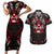 Haida Canada Day Couples Matching Short Sleeve Bodycon Dress and Hawaiian Shirt Totem Inspired Maple Leaf Indigenous Art