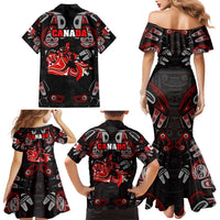 Haida Canada Day Family Matching Mermaid Dress and Hawaiian Shirt Totem Inspired Maple Leaf Indigenous Art