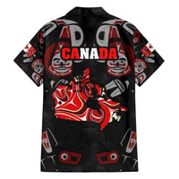 Haida Canada Day Family Matching Off The Shoulder Long Sleeve Dress and Hawaiian Shirt Totem Inspired Maple Leaf Indigenous Art