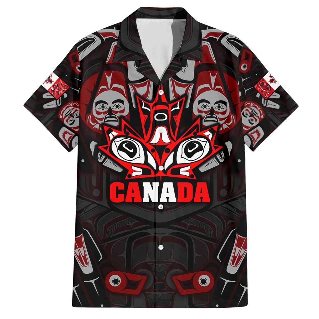 Haida Canada Day Family Matching Puletasi and Hawaiian Shirt Totem Inspired Maple Leaf Indigenous Art