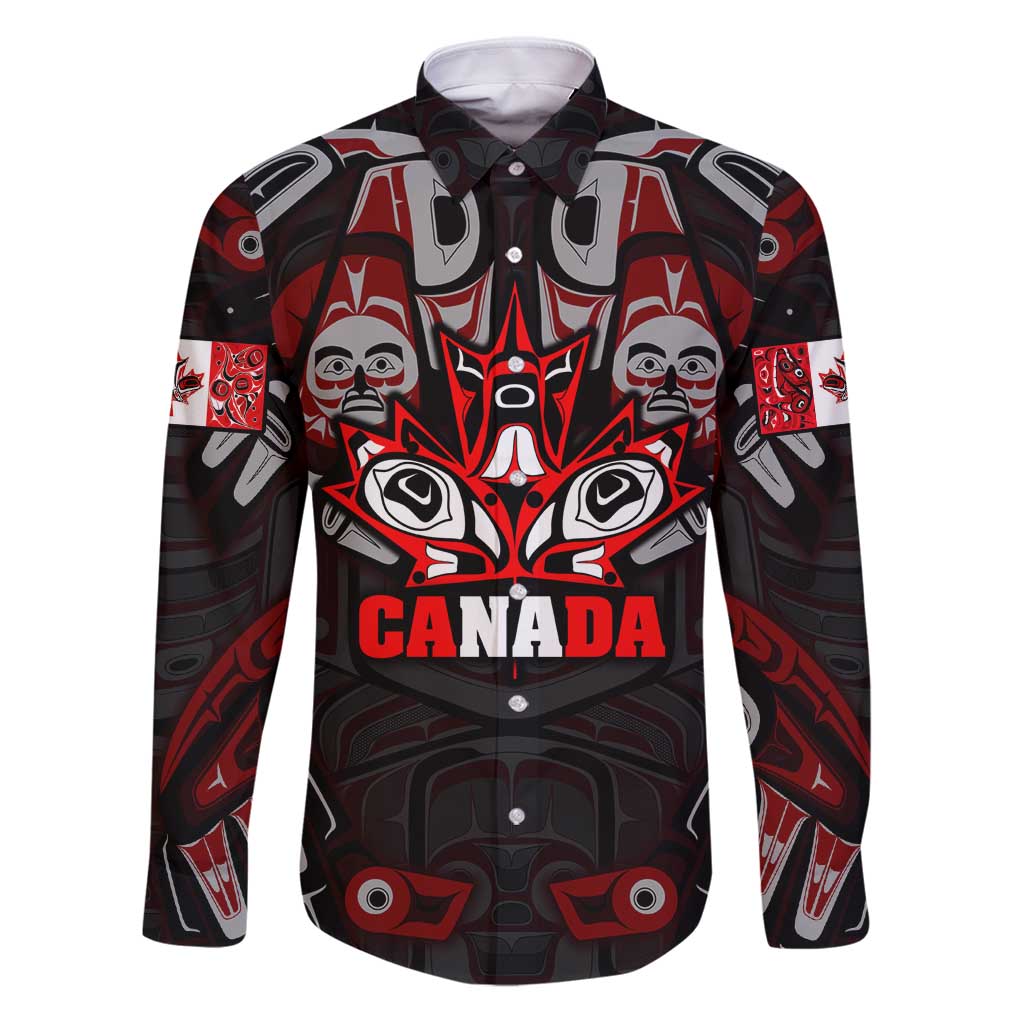 Haida Canada Day Family Matching Puletasi and Hawaiian Shirt Totem Inspired Maple Leaf Indigenous Art