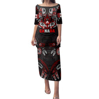 Haida Canada Day Family Matching Puletasi and Hawaiian Shirt Totem Inspired Maple Leaf Indigenous Art