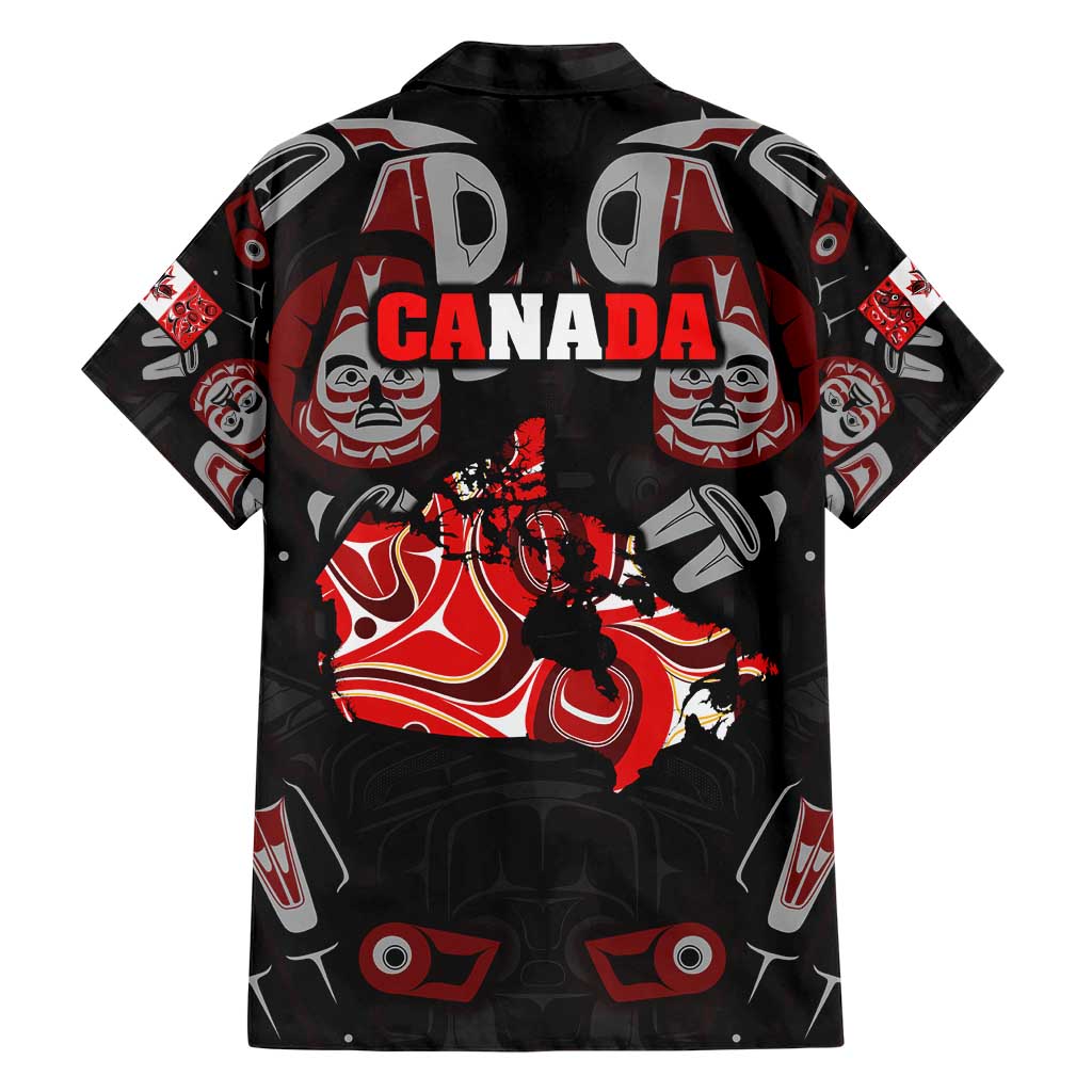 Haida Canada Day Family Matching Short Sleeve Bodycon Dress and Hawaiian Shirt Totem Inspired Maple Leaf Indigenous Art