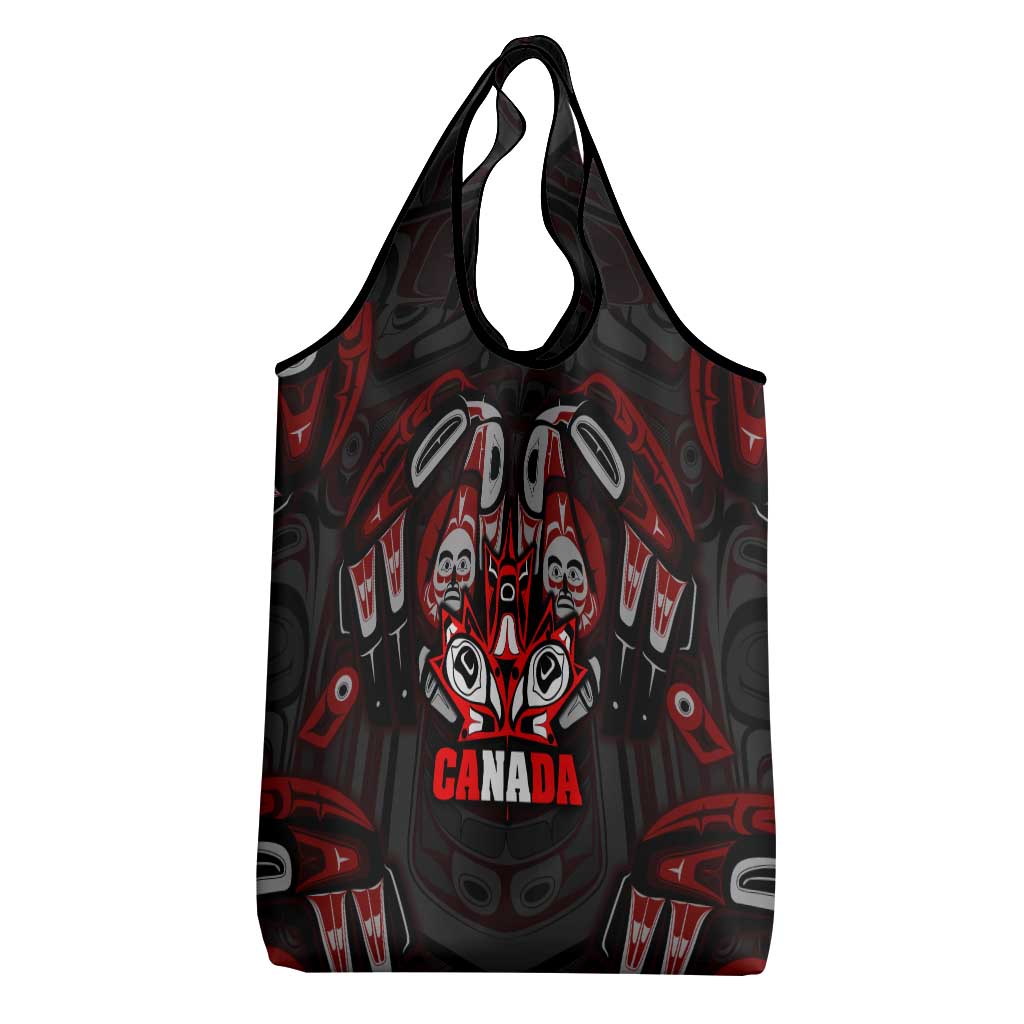 Haida Canada Day Grocery Bag Totem Inspired Maple Leaf Indigenous Art