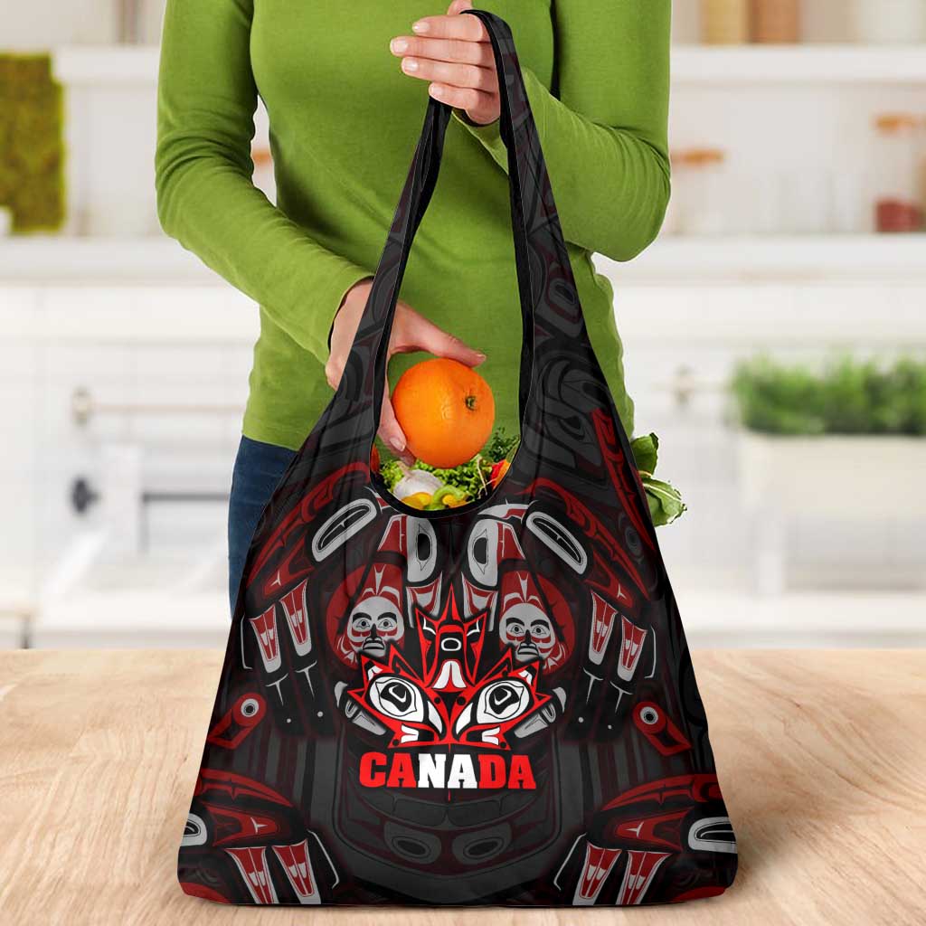Haida Canada Day Grocery Bag Totem Inspired Maple Leaf Indigenous Art