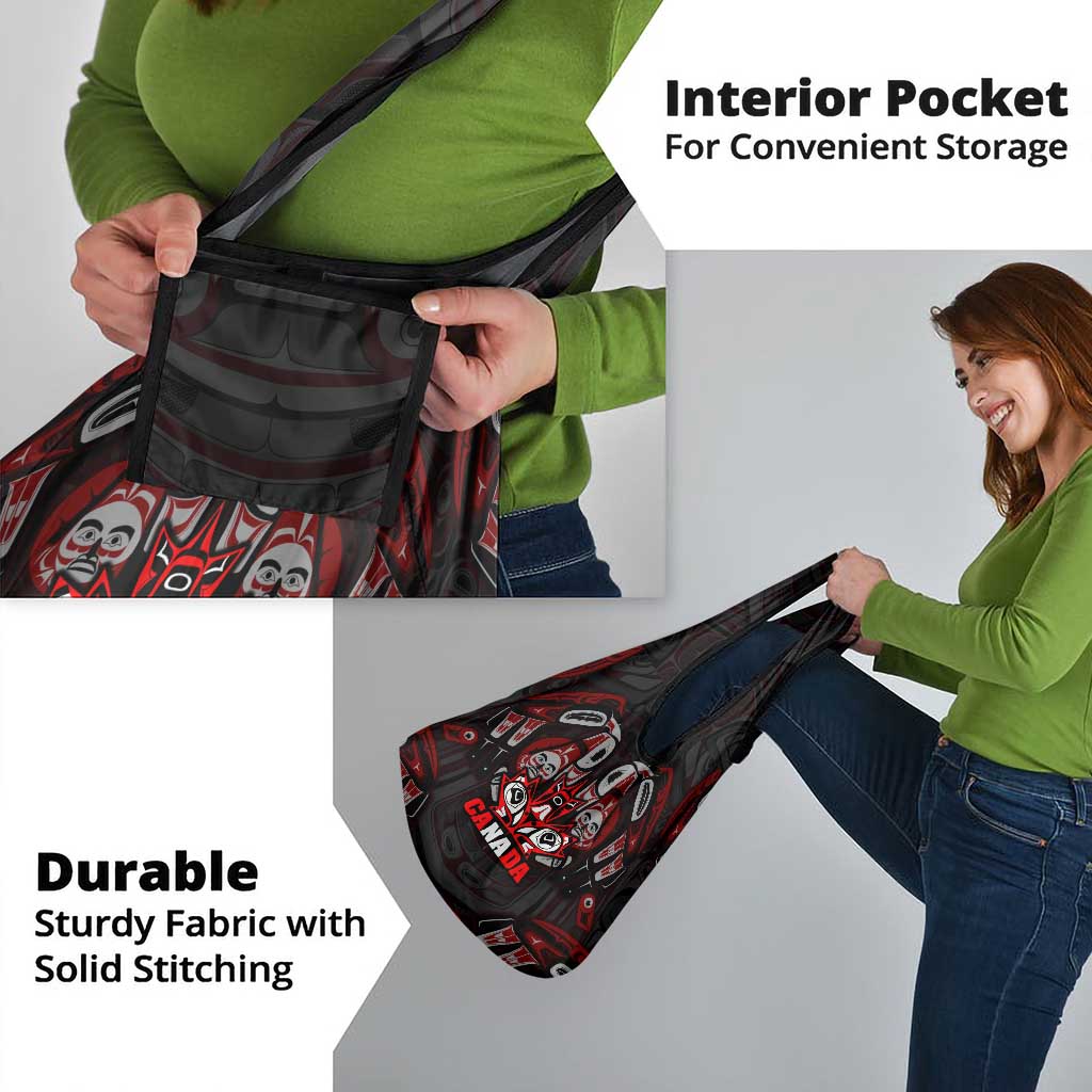 Haida Canada Day Grocery Bag Totem Inspired Maple Leaf Indigenous Art