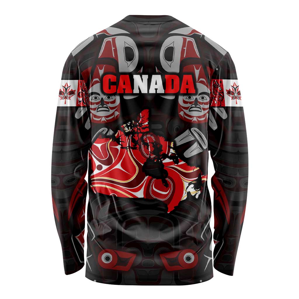 Haida Canada Day Long Sleeve Shirt Totem Inspired Maple Leaf Indigenous Art