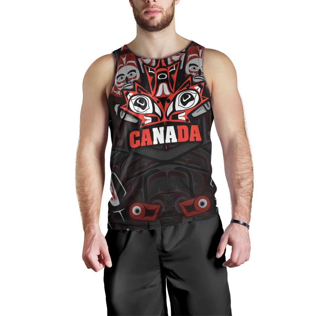 Haida Canada Day Men Tank Top Totem Inspired Maple Leaf Indigenous Art