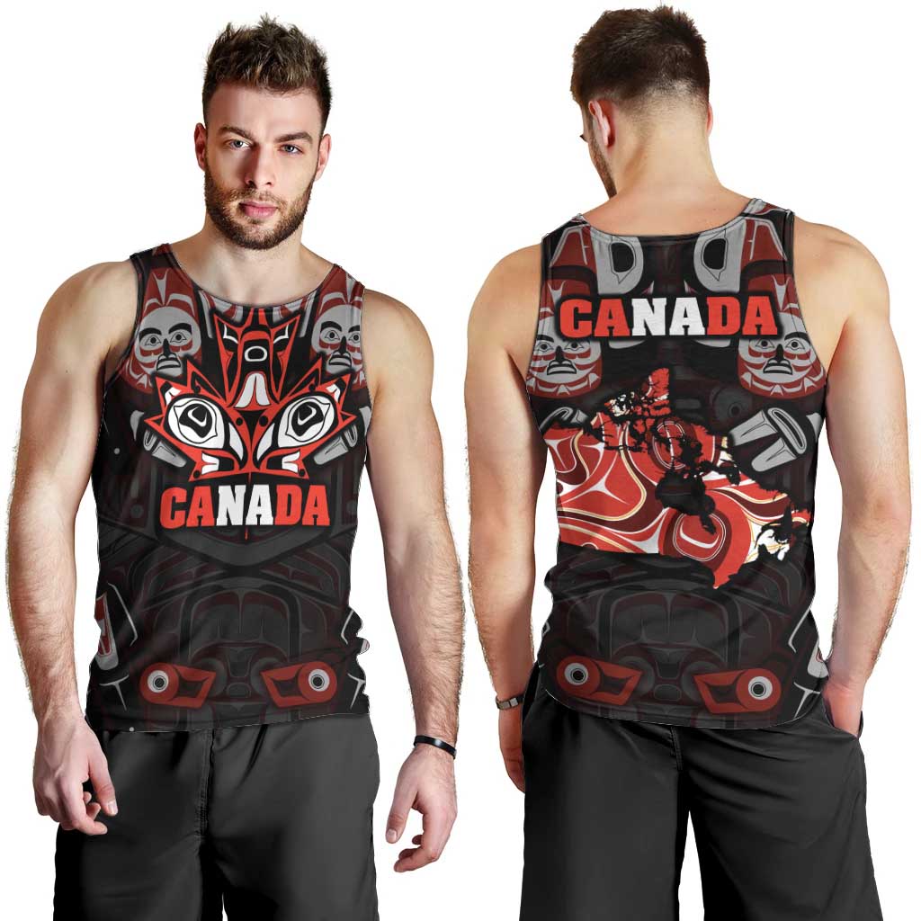 Haida Canada Day Men Tank Top Totem Inspired Maple Leaf Indigenous Art
