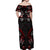 Haida Canada Day Off Shoulder Maxi Dress Totem Inspired Maple Leaf Indigenous Art