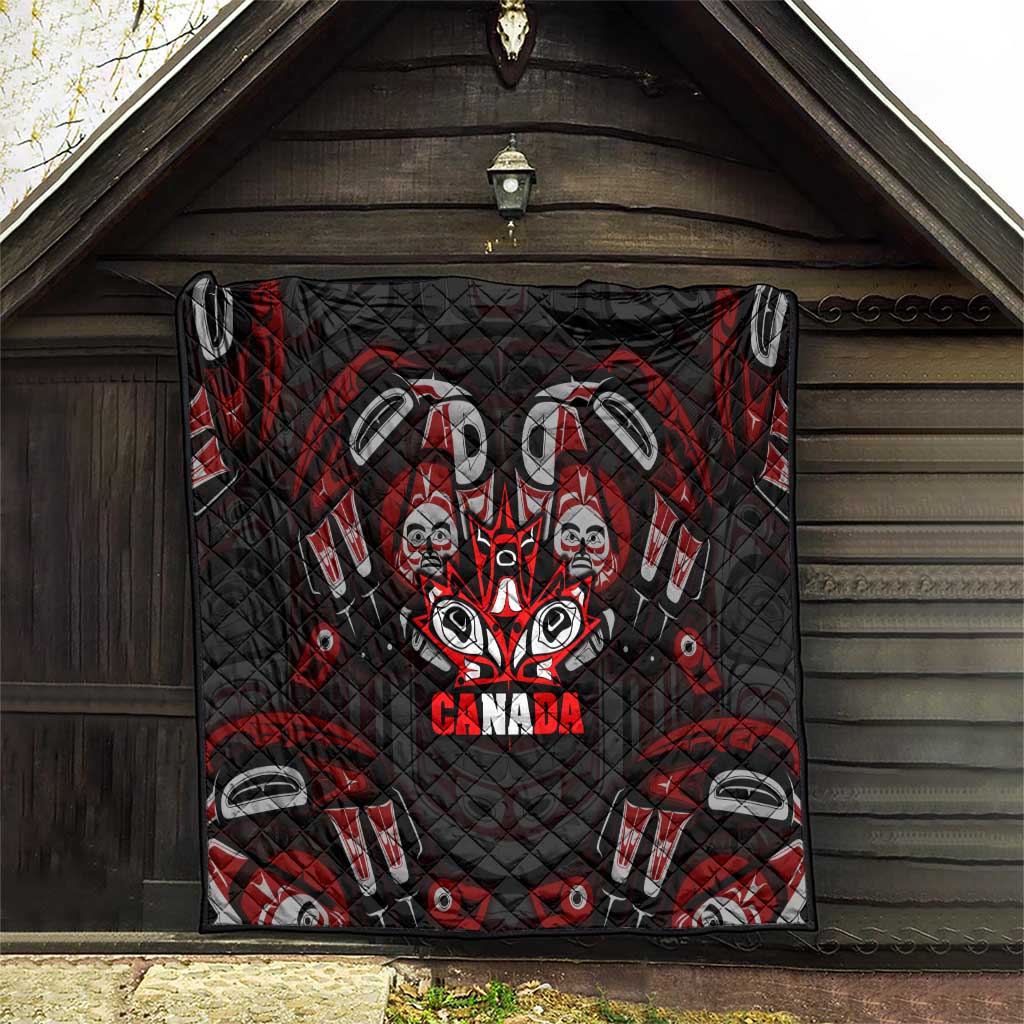Haida Canada Day Quilt Totem Inspired Maple Leaf Indigenous Art
