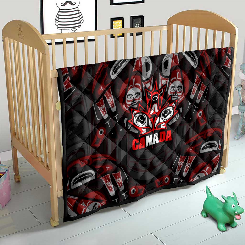 Haida Canada Day Quilt Totem Inspired Maple Leaf Indigenous Art