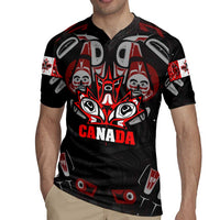 Haida Canada Day Rugby Jersey Totem Inspired Maple Leaf Indigenous Art