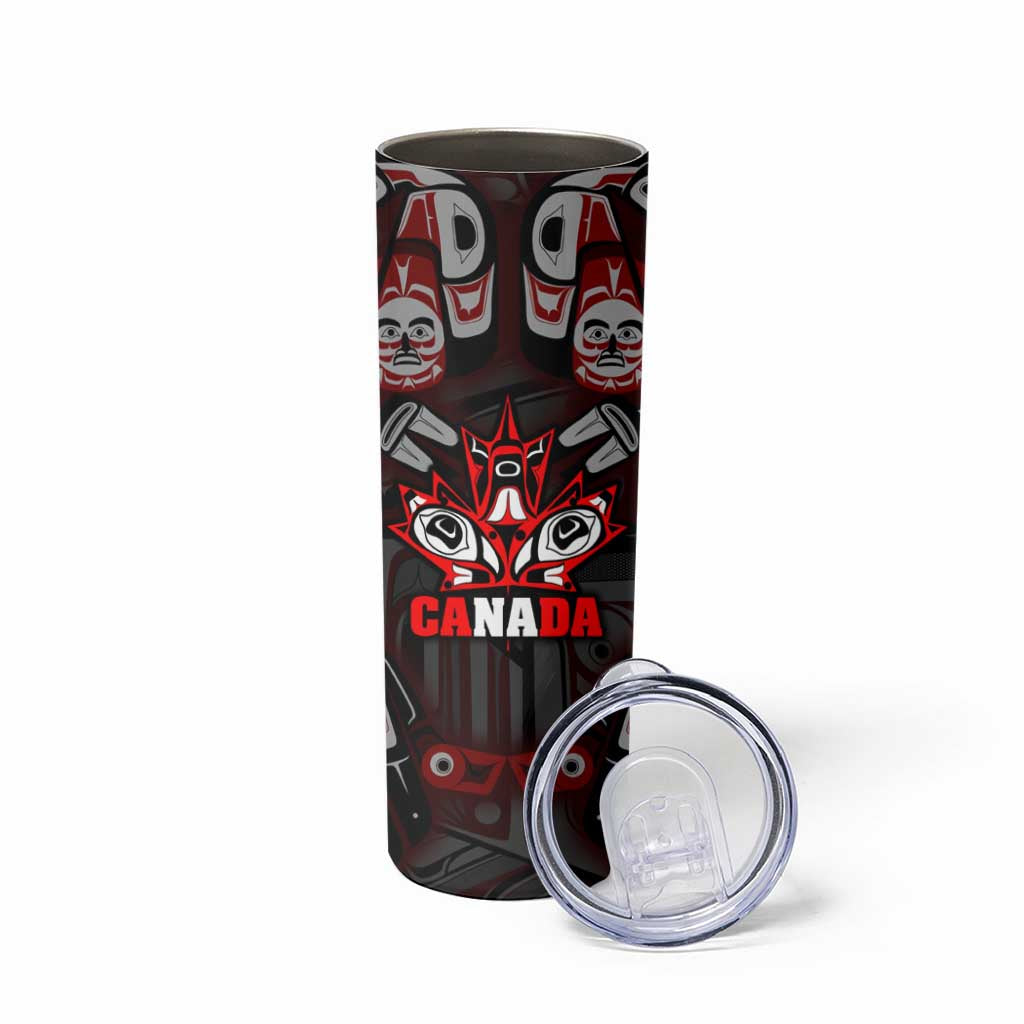 Haida Canada Day Skinny Tumbler Totem Inspired Maple Leaf Indigenous Art