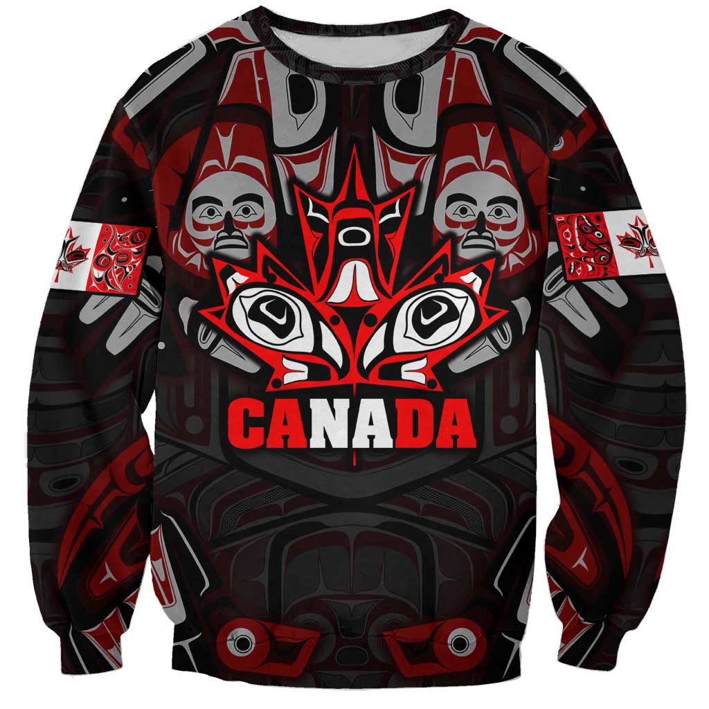 Haida Canada Day Sweatshirt Totem Inspired Maple Leaf Indigenous Art