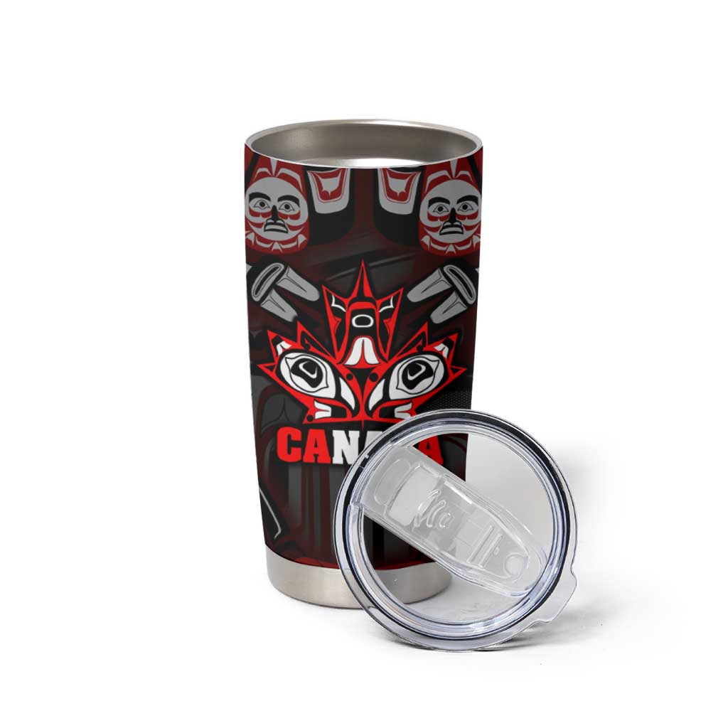 Haida Canada Day Tumbler Cup Totem Inspired Maple Leaf Indigenous Art