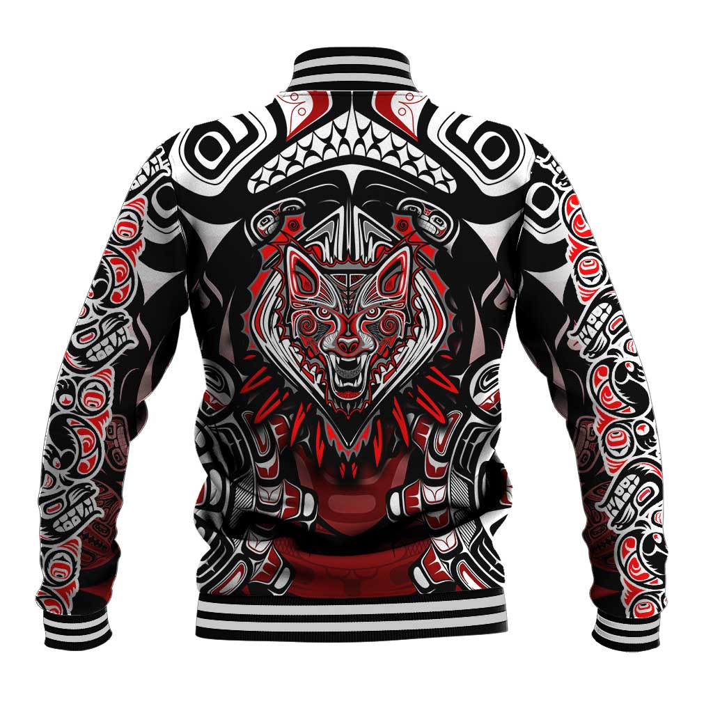 Haida Wolf Baseball Jacket Canada Indigenous Art