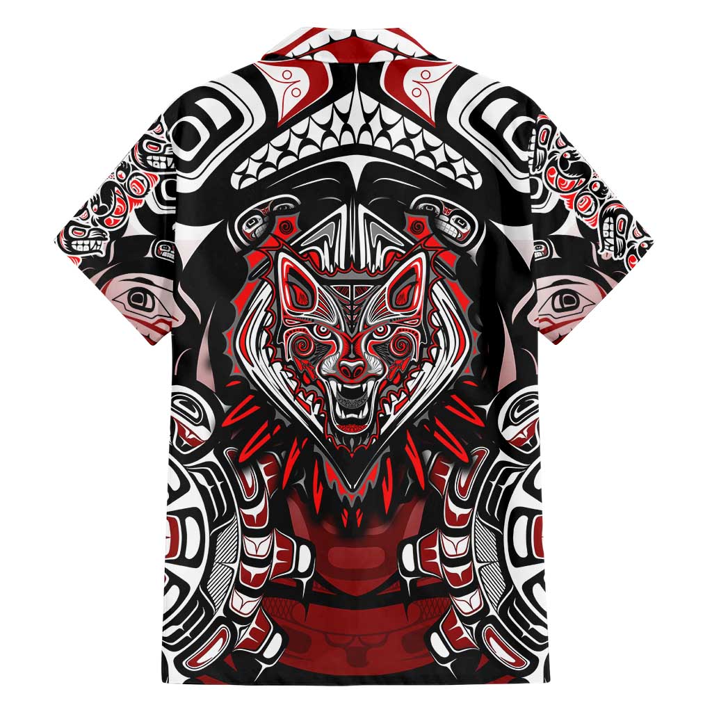 Haida Wolf Family Matching Short Sleeve Bodycon Dress and Hawaiian Shirt Canada Indigenous Art