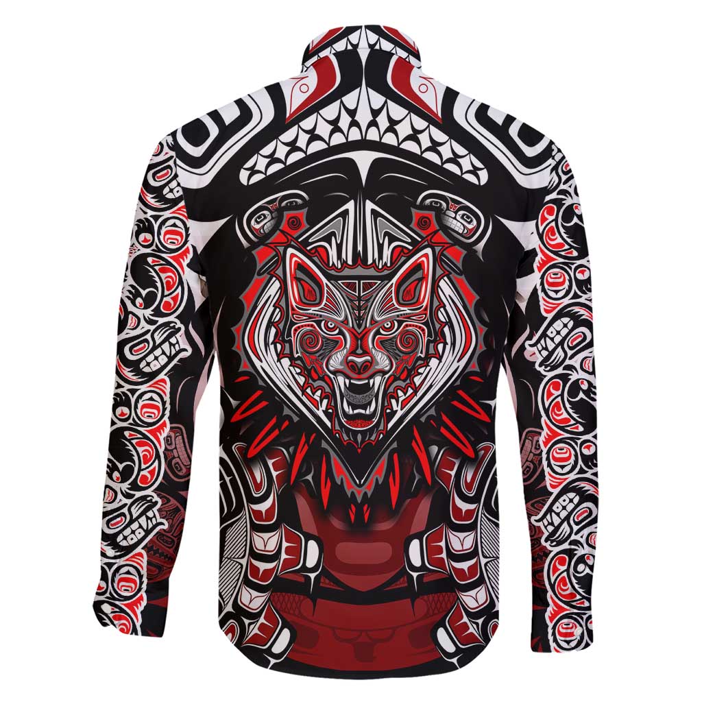 Haida Wolf Family Matching Short Sleeve Bodycon Dress and Hawaiian Shirt Canada Indigenous Art