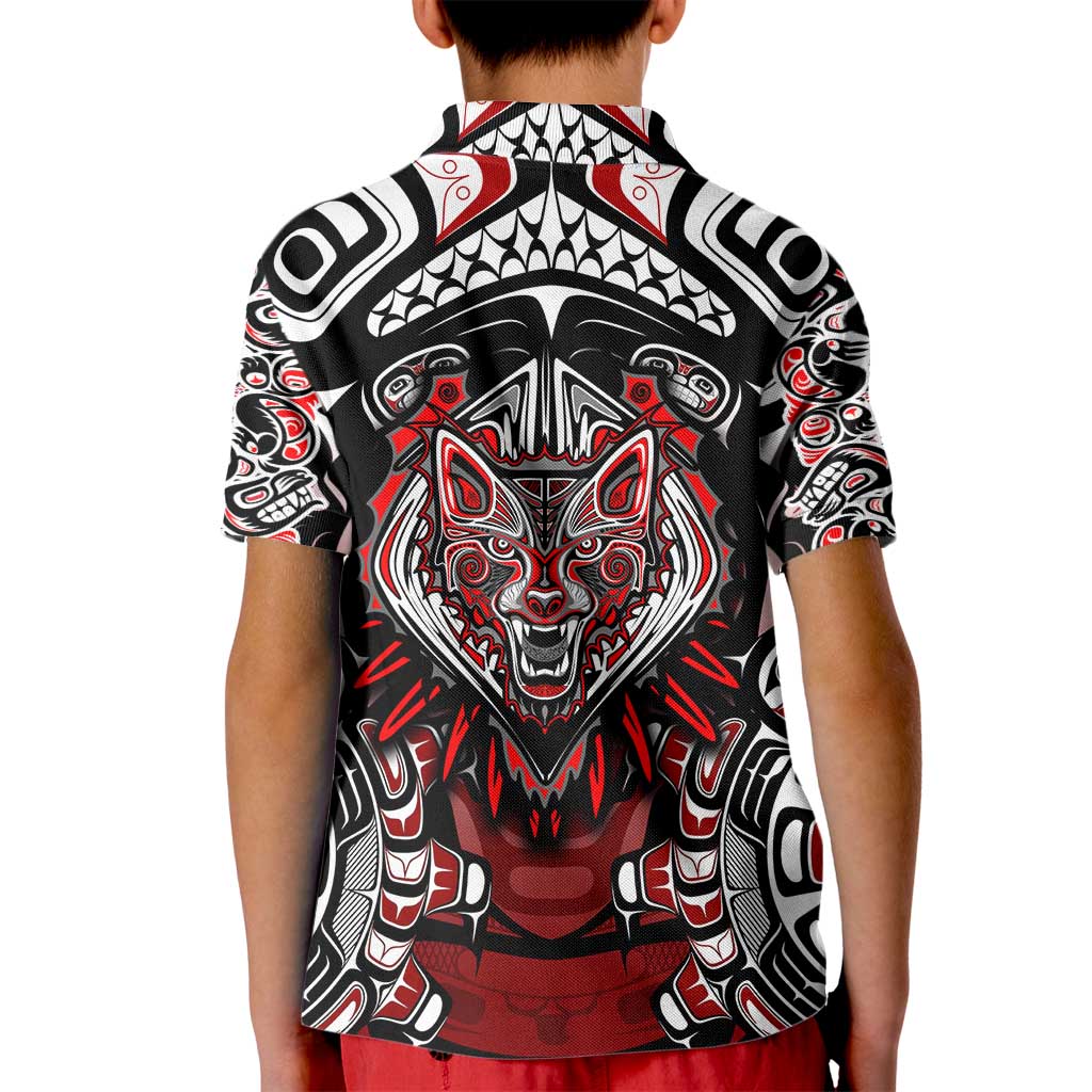 Haida Wolf Kid Polo Shirt Canada Indigenous Art